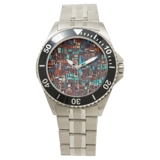 Montre mosaïque de vitrail abstrait (devant)