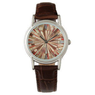 Montre Mosaïque géométrique moderne, Brown et beige