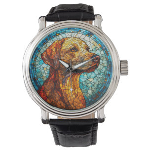 Montre 🌸 Mosaïque Labrador Couleur Art Pièce d'horlogeri