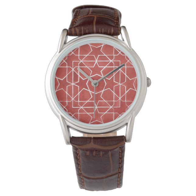 Montre Mosaïque marocaine rouge ROSETTE (devant)