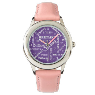 Montre Mot mignon Art et Coeurs Nom personnalisé Filles