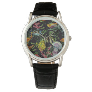 Montre Motif 1 de vie marine d'aquarelle