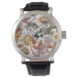 Montre Motif 2 de vie marine d'aquarelle