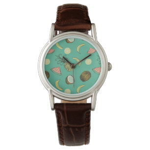 Montre Motif à doodle de fruits tropicaux