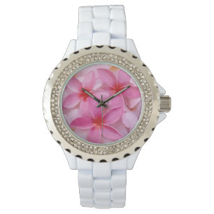 Montre Motif à fleurs rose Plumeria