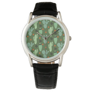 Montre Motif abstrait de désert de cactus de hippie