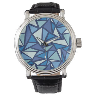 Montre Motif Abstrait de glace bleue
