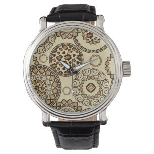 Montre Motif africain 3 de peau de guépard