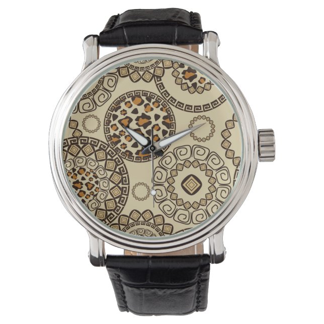 Montre Motif africain en peau de guépard 3 (devant)