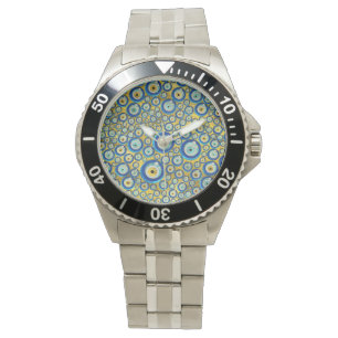 Montre Motif Amulet de l'oeil du diable bleu grec