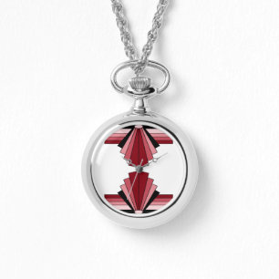 Montre Motif Art déco en rouge