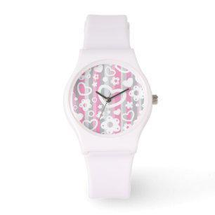 Montre Motif avec des coeurs et des fleurs