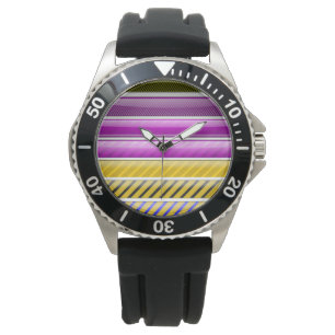 MONTRE MOTIF BAR COLORÉ