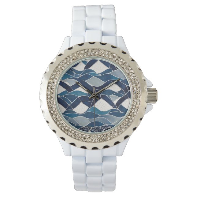 Montre Motif blanc bleu 01 (devant)