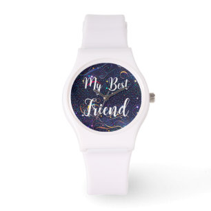 Montre Motif bleu avec confettis colorés