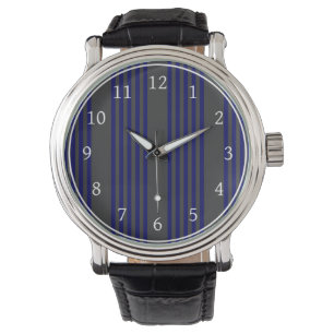 Montre Motif bleu marine et charbon cinq bandes