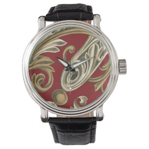 Montre Motif botanique élégant avec le feuillage bronzage