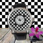 Montre Motif carré noir et blanc coché / Retro Watch<br><div class="desc">Regarder : carré noir et blanc à carreaux motif - retro design mode montre</div>