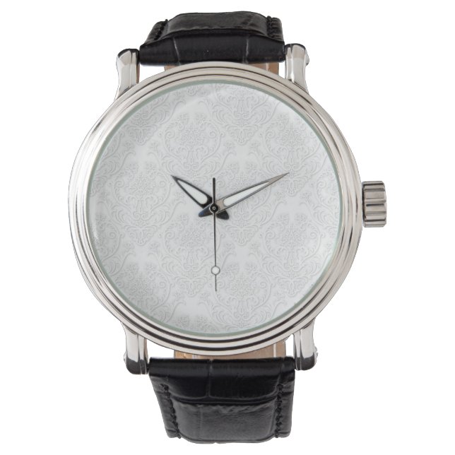 Montre Motif classique de Damas blanc (devant)