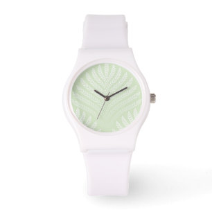 Montre Motif classique de feuillage dans le blanc et le