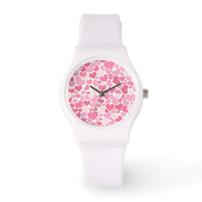 Montre Motif Coeurs roses - Regarder (Recto)