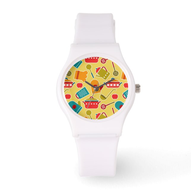 Montre Motif coloré des ustensiles de cuisine (Recto)