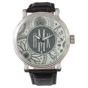 Montre Motif d'abrégé sur le monogramme Kami
