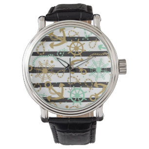 Montre Motif d'ancre flottante