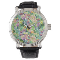 Motif d'aquarelle en fleurs exotiques