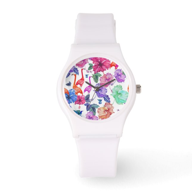 Montre Motif d'aquarelle tropicale (Recto)