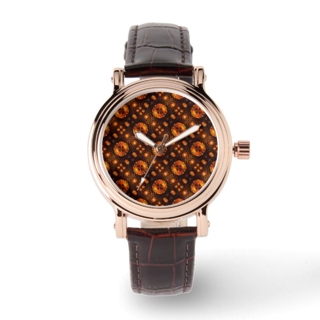 Montre Motif d'art abstrait élégant boho moderne or #507 (Recto)