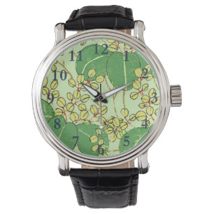 Montre Motif d'art botanique floral de la feuille japonai