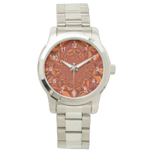 Montre Motif d'art numérique kaléidoscope rouge-67546