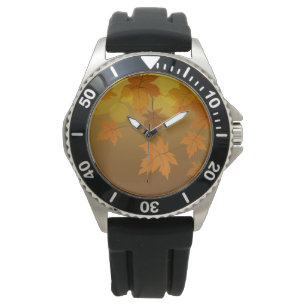 Montre Motif d'automne avec feuilles d'érable en chute et