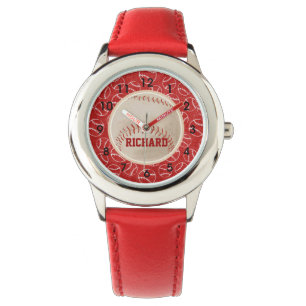 Montre Motif de baseball rouge personnalisé avec baseball