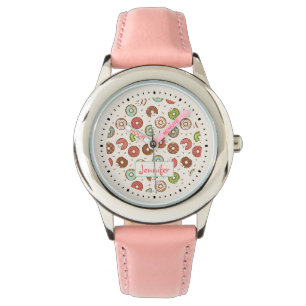 Montre Motif de beignets colorés de style rétro