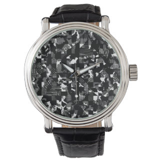 Montre Motif de camouflage noir et blanc "Fractura"