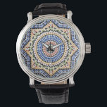 Montre Motif de carreaux portugais traditionnels Azulejo<br><div class="desc">Beau et rare Motif de tuiles Azulejo en couleurs de bleu, orange, marron, bronze, menthe et jaune. Espagnol et Portugais Accent Hommes et Femmes Watch.</div>