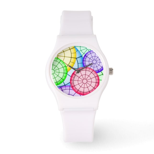 Montre Motif de cercles abstraits colorés vifs (Recto)