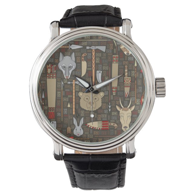 Montre Motif de chasse ethnique (devant)