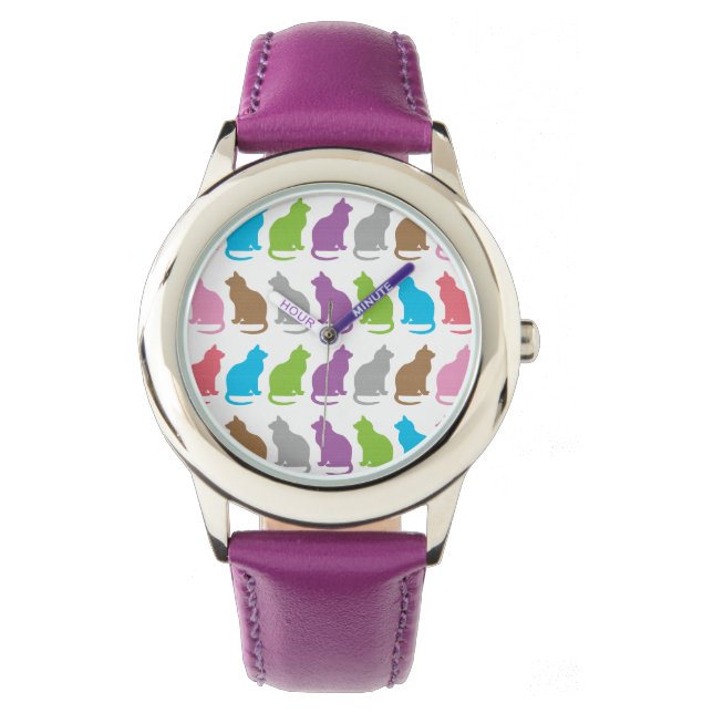 Montre Motif de chat coloré (devant)
