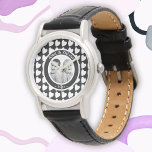 Montre Motif de coeur Famille Photo Fête des mères<br><div class="desc">Cute Black and White Heart Motif Famille Photo Mère`s Day Watch. Motif de coeur noir et blanc - coeur blanc sur arrière - plan noir. Au milieu est une photo de famille personnalisée - ajoutez votre photo préférée - photo en noir et blanc a l'air magnifique. Personnalisez avec vos noms...</div>