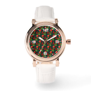 Montre Motif de feuilles de fleurs exotiques colorées-231
