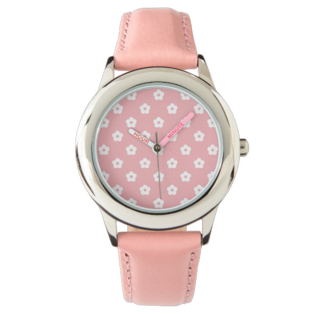 Montre Motif de fleurs blanches (devant)