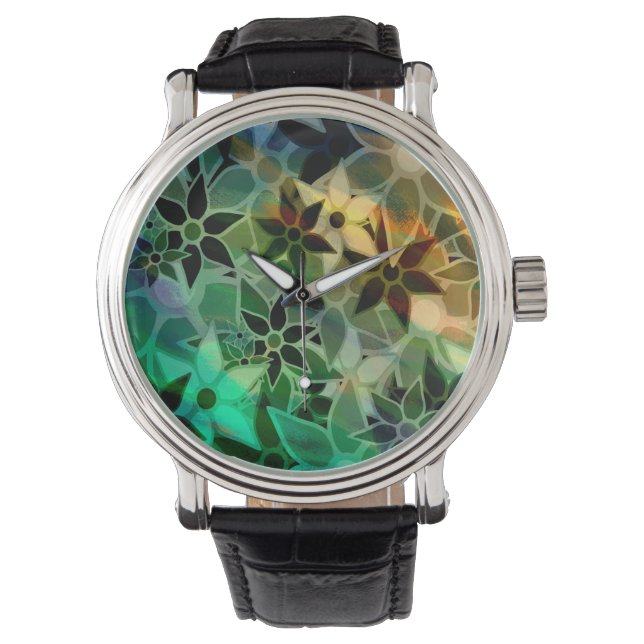 Montre Motif de fleurs d'art Abstrait (devant)