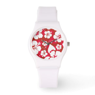 Montre Motif de fleurs de ketmie