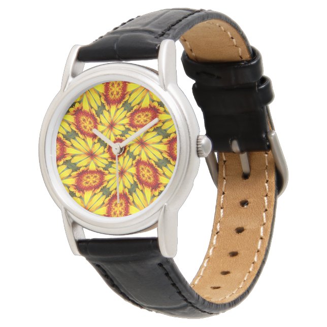 Montre Motif de fleurs d'or (Incliné)
