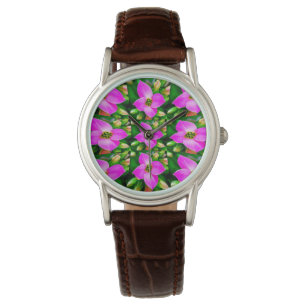 Montre Motif de fleurs tropicales roses