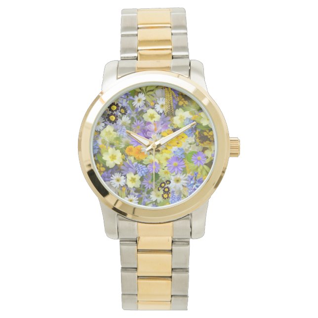 MONTRE MOTIF DE FOND FLEURI MULTICOLORE (devant)