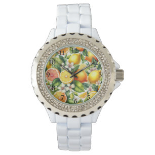 Montre Motif de fruits d'agrumes à l'aquarelle
